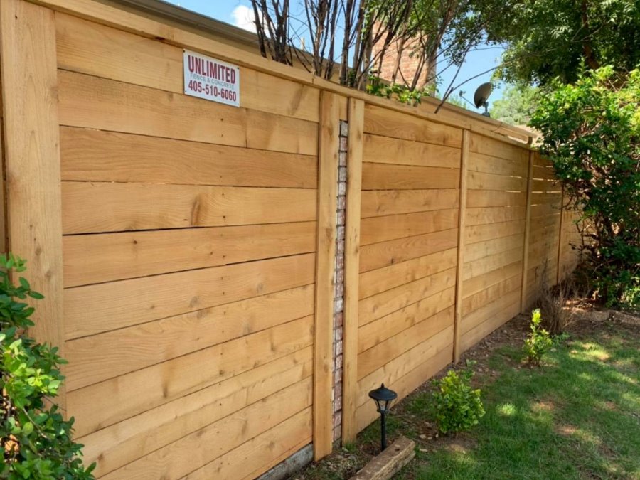 Photo of a horizontal board wood fence